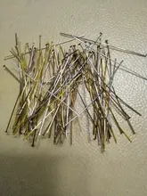 100-200 unids/bolsa 20 25 30 40 50 60 70 mm alfileres de cabeza de oro de cobre/rodio Headpins para resultados de la joyería de DIY suministros