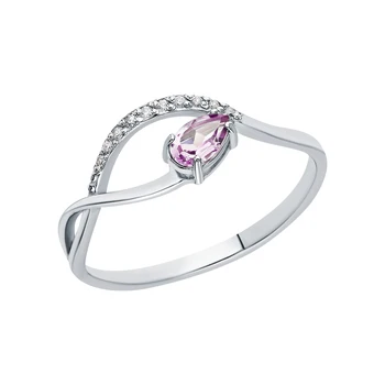 

Silver ring with amethyst and cubic zirconium sunlight sample 925
