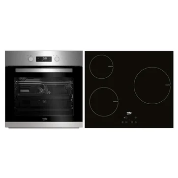 Buy Combined Oven And Glass-Ceramic Hob BEKO BSE22341X 65 L Stainless Steel Black (3 Cooking Areas)