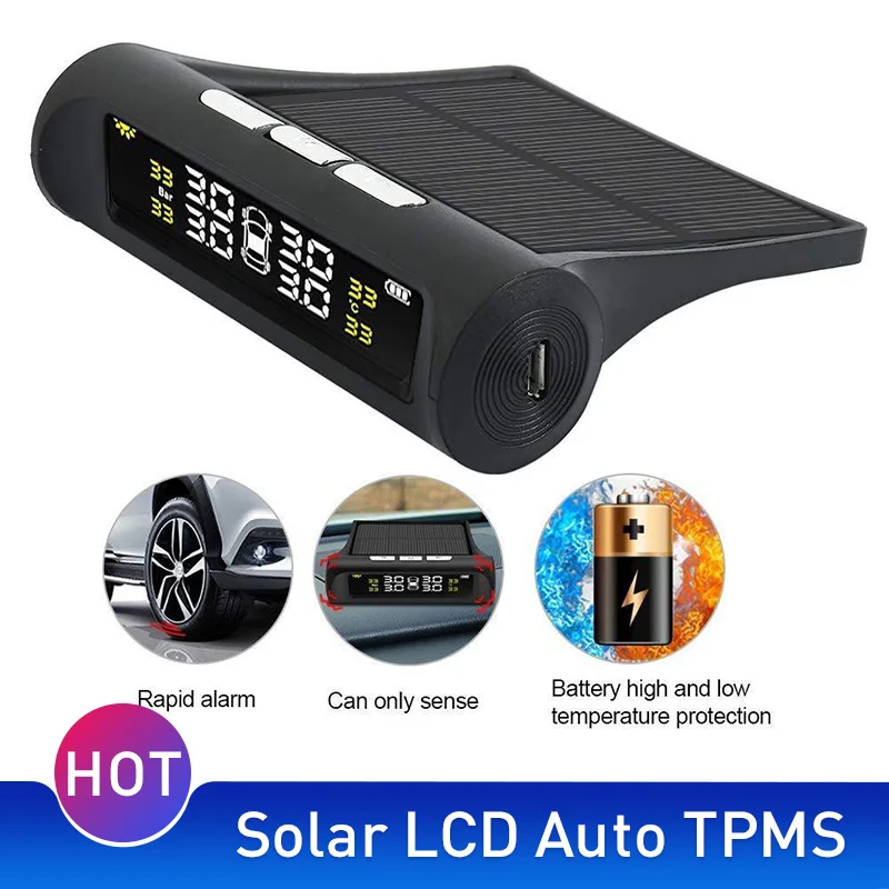Солнечная Беспроводная TPMS ЖК-система контроля давления в шинах + 4 внешних