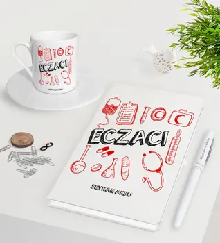 

Personalized Pharmacist White Notebook Pen Turkish coffee Cup Seti-2
