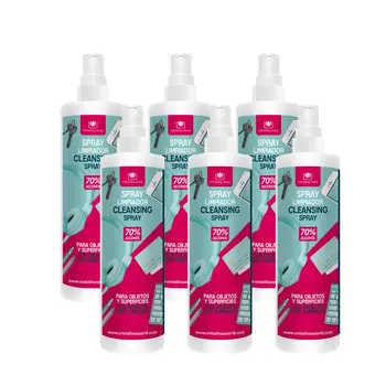 

CRYSTAL CLEAR. Pack 6 SPRAY SPRAY cleaner for objects and surfaces. Alcohol 70% (cosmetic ethanol). 6x100ml.