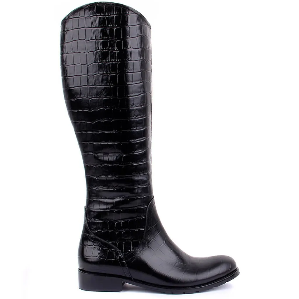 croco boots black