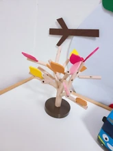 Ensamblado de madera del árbol de hojas de color verde edificio Montessori juguetes de madera cortar bloque de juguete educativo para edades tempranas juguete de aprendizaje infantil