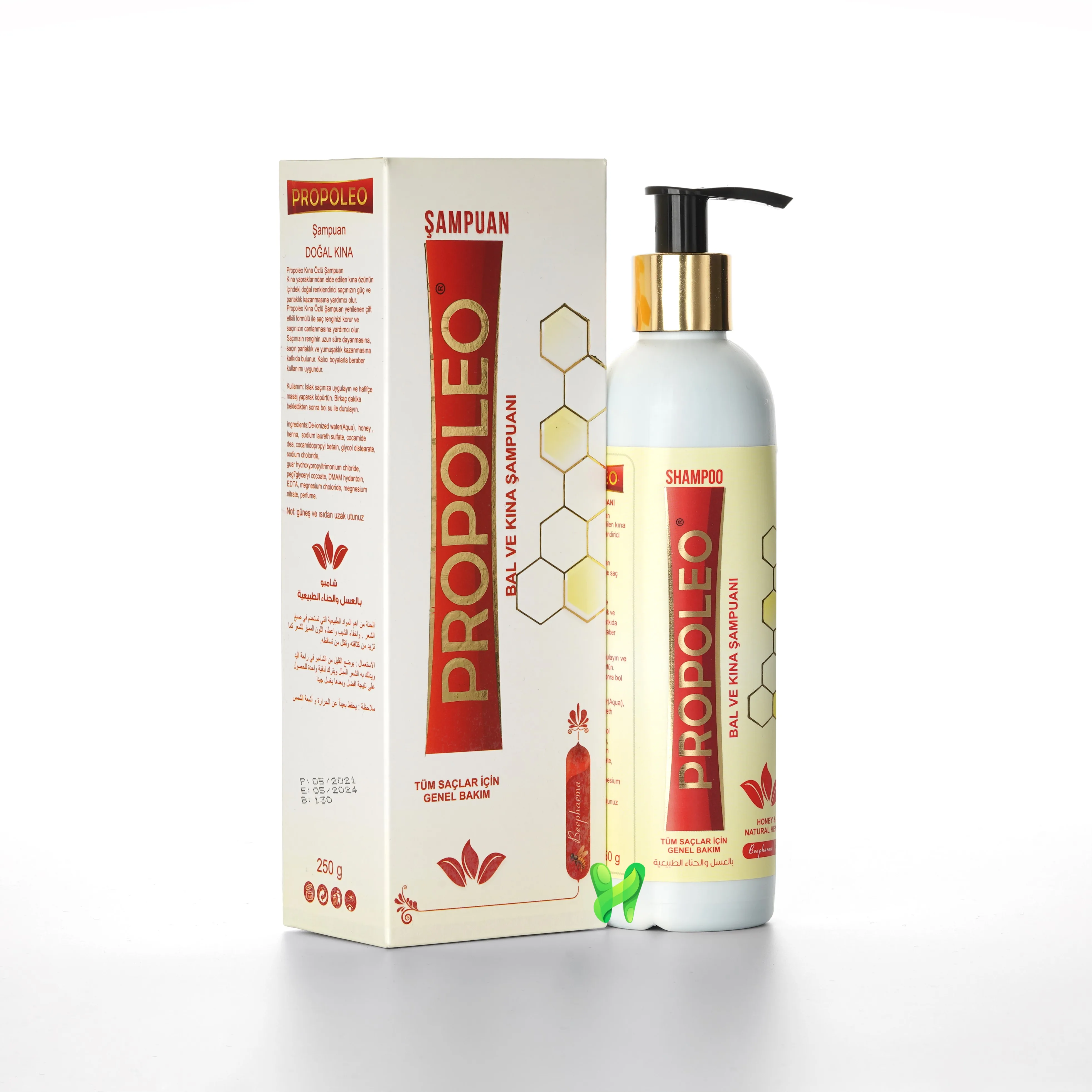 

Propoleo Shampoo, with Honey & Natural Henna, to give Hair a Natural Color and Increase its Density, 250 g