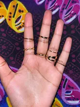 17KM-Conjunto de anillos de cadena de ancho de oro Punk para mujer y niña, sortijas finas irregulares para dedo, regalo, joyería para fiesta 2021