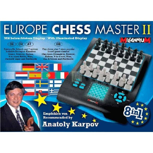 Electronic board capable of playing chess, as well as 7 other