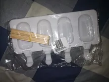 Moldes de silicona para helados, bandeja de cubitos de hielo de 4 celdas, fabricante de paletas de comida seguro, congelador casero, moldes de accesorio de cocina