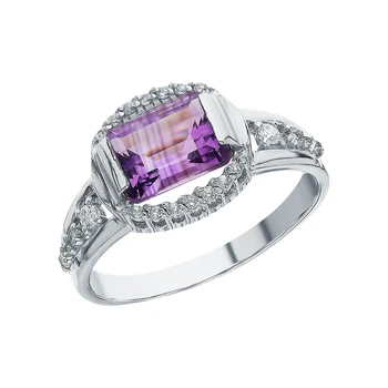 

Silver ring with amethyst and cubic zirconia sunlight sample 925