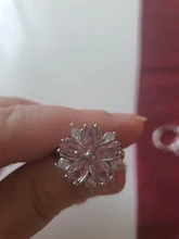 Anillo de compromiso de circón con forma de flor para mujer, sortija de boda rosa de Color plateado, regalo de joyas de fiesta