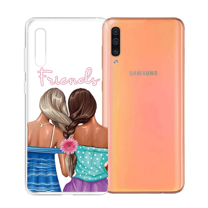 Гелевый Чехол-подставка из ТПУ для samsung A70, для подруг, для влюбленных, модный, для волос, с рисунком костюма
