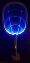 Raqueta antimosquitos eléctrica de 3000V, lámpara UV, USB, 1200mAh, recargable, para verano