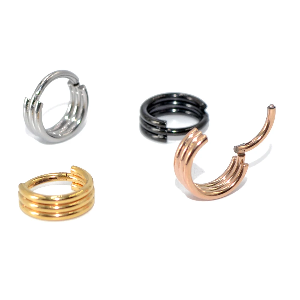 4 шт сегмент Ohr Knorpel Schmuck трио слой стальной пирсинг для носовой перегородки Кольца серьга для пирсинга ушной хрящ Daith серьги-улитки