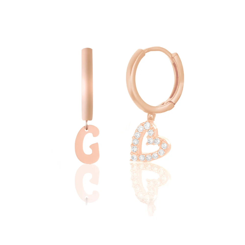

Блестящие ювелирные изделия, 925 пробы серебряные серьги с буквой G для женщин, покрытые розовым золотом серьги с цирконием