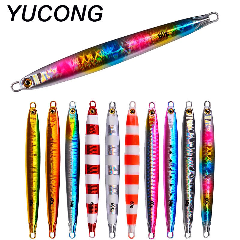 

YUCONG 1 шт. металлическая джиг приманка для рыбалки 10 г-60 г троллинговая жесткая приманка для окуня джиггинг приманка ложка Воблер для форели джигги lurre морская приманка