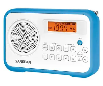 

SANGEAN PRD18 B-A BLUE WHITE PORTABLE DIGITAL RADIO FM AM ALARM system LCD SCREEN BATTERY