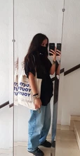 De lona de las mujeres bolsa de compras cartas de juventud imprimir mujer tela de algodón bolsa de hombro bolso Eco bolso reutilizables bolsas de compras