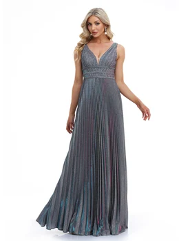 فساتين سهرة فاخرة مثيرة عميقة على شكل حرف v ترتر أزرق للنساء أنيقة على شكل حرف V لحفلات الزفاف فستان كوكتيل طويل للحفلات الراقصة 5