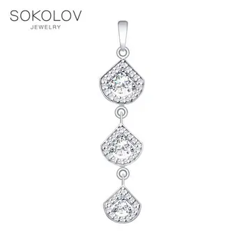 

SOKOLOV suspension of silver with Swarovski Crystals fashion jewelry 925 women's male, pendants for neck women