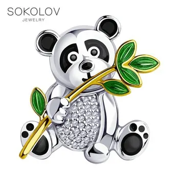 

SOKOLOV brooch of gilded with silver and enamel fianitami fashion jewelry 925 women's/men's, male/female, women's male