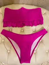 Sexy Swimwear Bathing-Suit Solid Bikini Off-Shoulder In-X Female 2pieces-Set Sports Summer