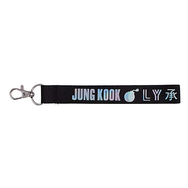 KPOP брелок лазерный Bangtan мальчиков шнурок любовь себя порвать ее Ким Tae Hyung JIMIN JUNGKOOK SUGA брелок, цепочка для ключей J-HOPE RM V - Цвет: JK BLACK