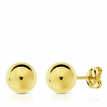 

18k gold earrings smooth ball 8mm. Close pressure [AA2649]