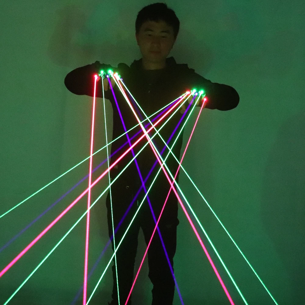 RGB лазерные перчатки с 7 шт лазером 3 зеленый + 2 красный Фиолетовый Синий