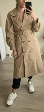 BGTEEVER-gabardina larga de Invierno para mujer, gabardina con cuello vuelto, elegante con doble botonadura y fajas, cortavientos femenino de gran tamaño, 2020