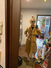 Vee Top-abrigo informal de color sólido para mujer, prendas de vestir con doble botonadura, fajas, oficina, elegante, diseño elegante, gabardina larga 902229