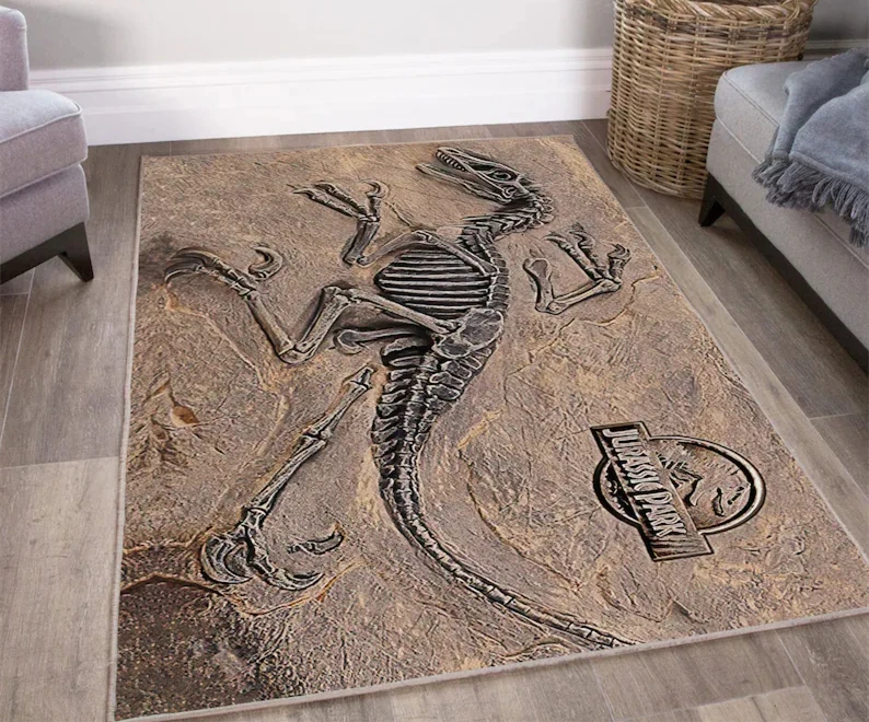 Dinosaur Reliquiae Park  Animals Skeleton Flannel Floor Rugs For Living Room Bedroom Home Decoration Housewarming Gift Office