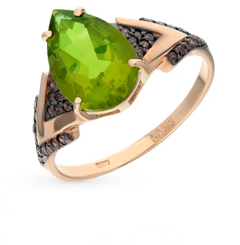

Gold ring with sultanites and cubic zirconia sunlight sample 585 test