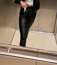Leggings Vintage de cuero de imitación para mujer, pantalones de cintura alta, informales, ajustados, para otoño y primavera