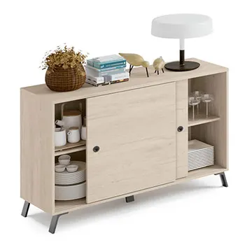 

Dresser oak color lifelike aurora with sliding doors Model KAMEL