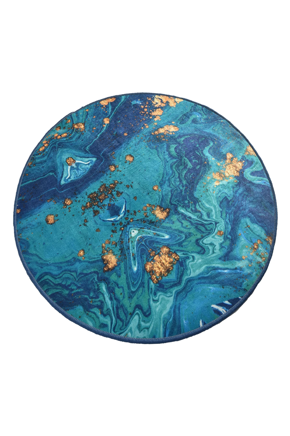 

Bathroom Mat – Shower Mat | Non Slip & Anti Mould | Blue & Ocean Blue & Gold Marble | Marbling DJT Diameter 100 cm