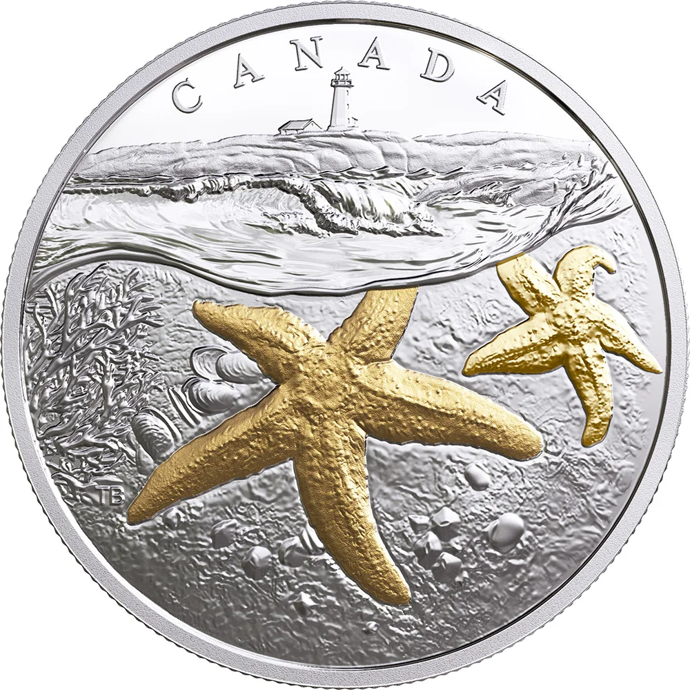 Морская звезда от моря до моря 1 унция Серебряная монета 20$ Канада