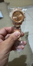 Reloj de lujo con diamantes de Ginebra para Mujer, cronógrafo de cuarzo con tachuelas de acero y tres ojos, a la moda