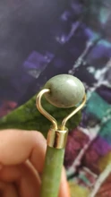 Gua Sha-Rodillo de piedra de jade para masaje facial, rodillo estiramiento piel cuello, doble cabezal, relajación de la piel, piedra de jade natural