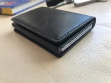 DIENQI-Billeteras de fibra de carbono para hombre Rfid, color negro mágico, triple, de cuero, delgada, monedero