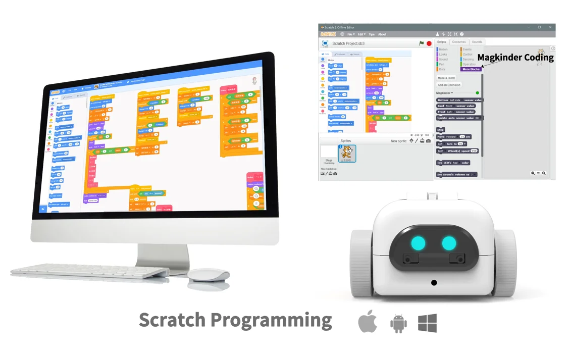 Magcoding Монстр кодирующий робот-отключенный и подключенный, Всевышний Набор строительных блоков, программируемый обучающий кодирующий робот