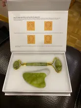 Rodillo masajeador Facial raspado Guasha Natural, doble cabezal, piedra de Jade, Estiramiento Facial, cuerpo, cuello delgado, herramientas de masaje de elevación fina