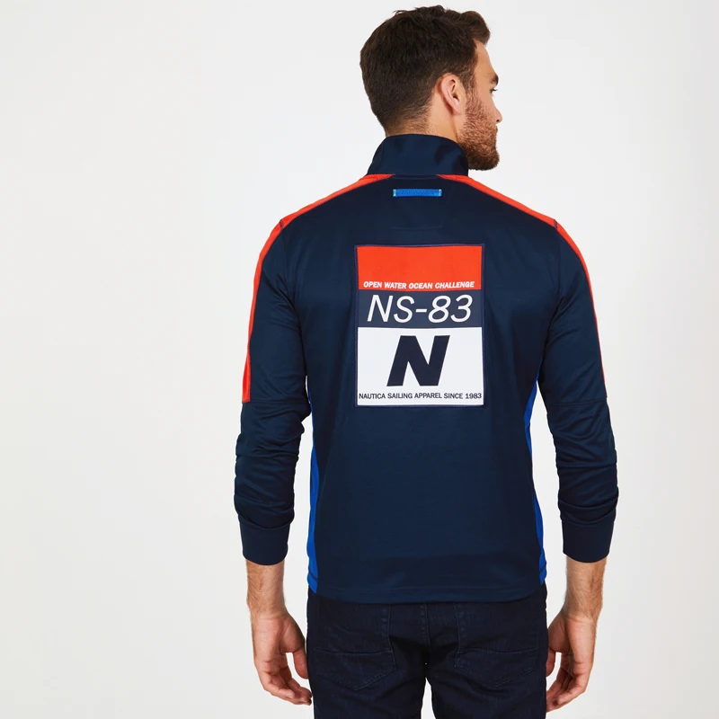 Nautica-пуловер с Молнией Сверху цвета синий и деталями из красного color-K83503_4NV