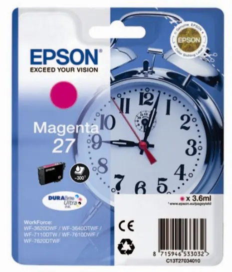 Картридж C13T27034022 для Epson WorkForce WF-7210DTW WF-7710DWF с пурпурными чернилами DURABrite Ultra |