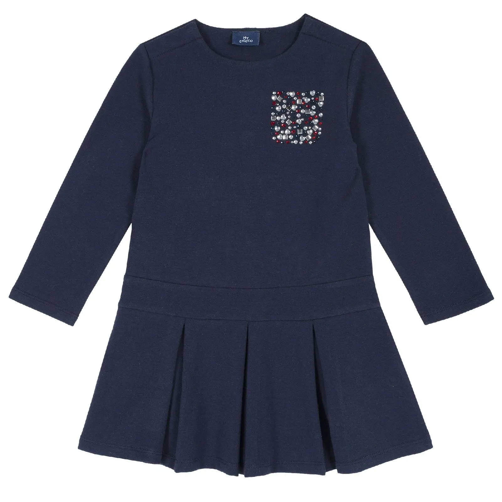 Jurk Chicco Lange Mouw, Kleur Donker Blauw Jurk Chicco Lange Mouw, Kleur Donker Blauw