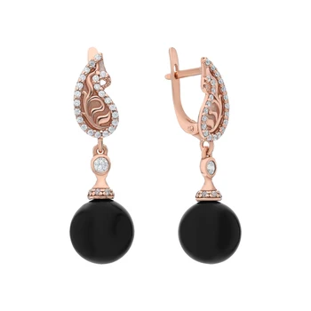 

Silver earrings with cubic zirconia and pearls imitation sunlight sample 925