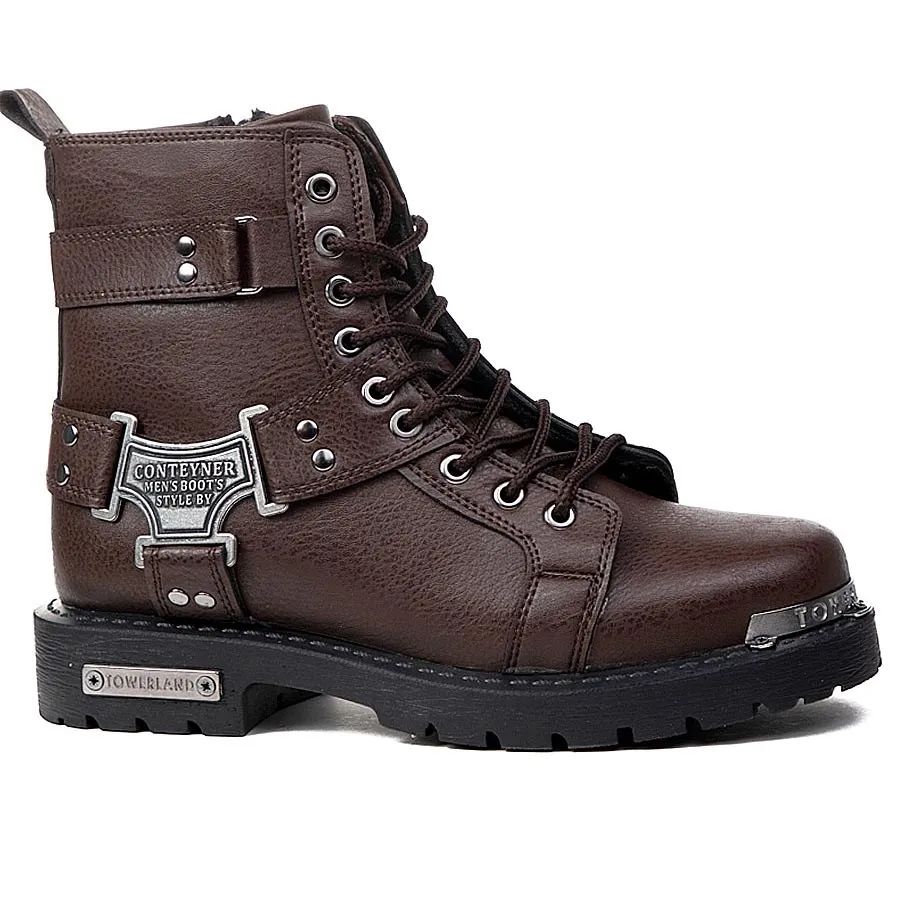 Hot Sale Winter Boot Motorcycle-Boots Work Men's Metal-Decor Black High-Quality 1005001790558328