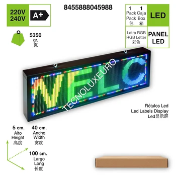 

RÓTULO LED ELECTRÓNICO Aluminio Pantalla Letras RGB 100 CM X 40 CM X 5CM