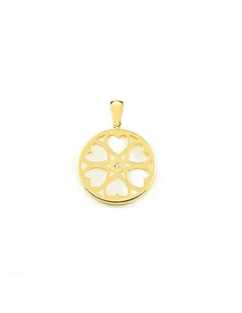 

Gold pendant Pearl with Hearts and circon (9kts)