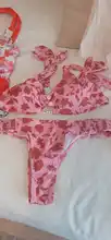 Miyouj-Bikini con cuello de pico profundo para mujer, traje de baño con estampado Floral, bañador con lazo, conjunto de Bikini con cordones