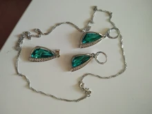 Juegos de joyas para mujer, bodas, Plata de Ley 925, collar de circonia cúbica verde, juegos de pendientes